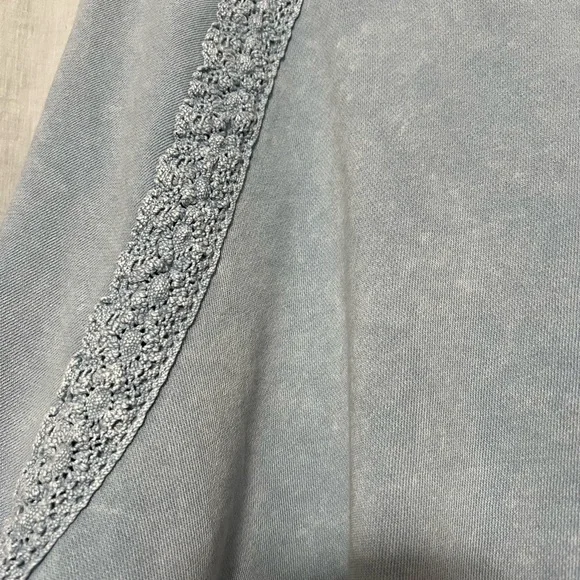 Aerie Hey Crochet Boho Sweatshirt, Cloud Wash Blue, Medium, Never Worn - Picture 5 of 9
